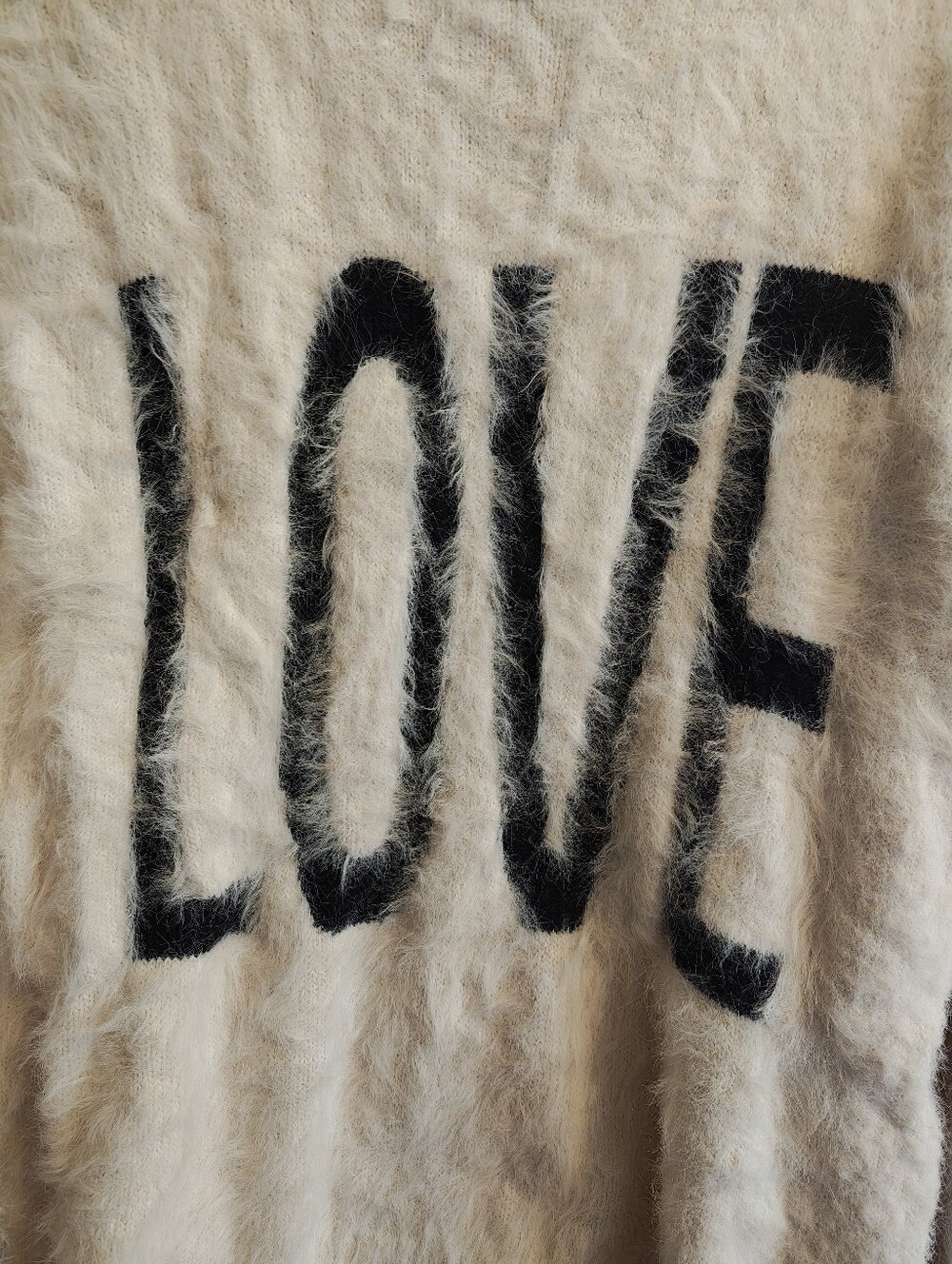 Set Of 2 Joe Fresh Cozy Sweaters Off White/LOVE And Black Women Medium - Picture 4 of 8